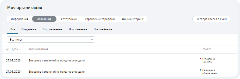Внесение изменений в юридическое дело